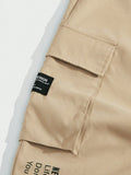 Manfinity StreetEZ Men Slogan Graphic Drawstring Waist Cargo Pants Tapered Long Plain Khaki Going Out