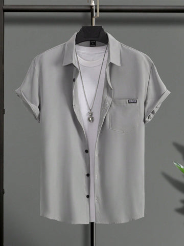 Manfinity Hypemode Men Letter Patched Detail Shirt Without Tee - MapleCo