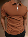 Manfinity Homme Men Quarter Zipper Polo Shirt Collar Plain Work Business Casual Polo Shirt For Boyfriend Gift - MapleCo