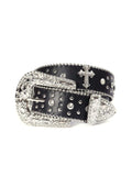 1pc Black Unisex Rhinestone Decor Buckle Punk Boho Belt For Daily Decoration Party Halloween