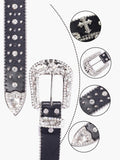 1pc Black Unisex Rhinestone Decor Buckle Punk Boho Belt For Daily Decoration Party Halloween