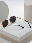 015068863-0009-SX2358 1pc Men/Women's Summer Metal Geometric Fashion Glasses  Protection Windproof Eyewear Black/Gold/Silver/Brown