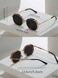 015068863-0009-SX2358 1pc Men/Women's Summer Metal Geometric Fashion Glasses  Protection Windproof Eyewear Black/Gold/Silver/Brown