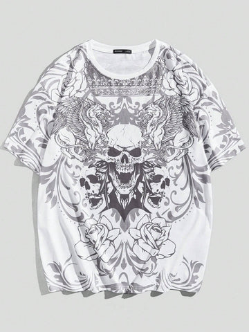 ROMWE Goth Men Skull Print Tee, School