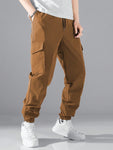 Manfinity Hypemode Men Flap Pocket Side Drawstring Waist Pants - MapleCo