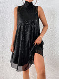 SHEIN Allurite High Neck Sequin Tank Dress