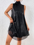 SHEIN Allurite High Neck Sequin Tank Dress