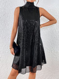 SHEIN Allurite High Neck Sequin Tank Dress