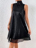 SHEIN Allurite High Neck Sequin Tank Dress