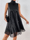 SHEIN Allurite High Neck Sequin Tank Dress