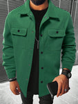 Manfinity Homme Men Flap Pocket Button Front Overcoat