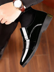 Men Metal Detail Slip-on Dress Loafers, Business Office Black Dress Shoes