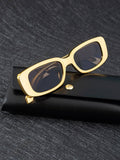 One Pair Men's Electroplated Bright Square Small Frame Fashion Glasses Casual Shades Accessories