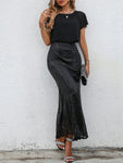 SHEIN Belle Puff Sleeve Sequin Mermaid Hem Dress Elegant Formal Evening Prom Wedding Guest Gown, For Graduation, Dinner