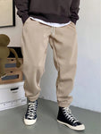 Manfinity Basics Men Slant Pocket Drawstring Waist Sweatpants Long Jogging Pants Plain Light Grey Going Out Casual