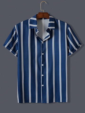 Men Striped Print Shirt - MapleCo