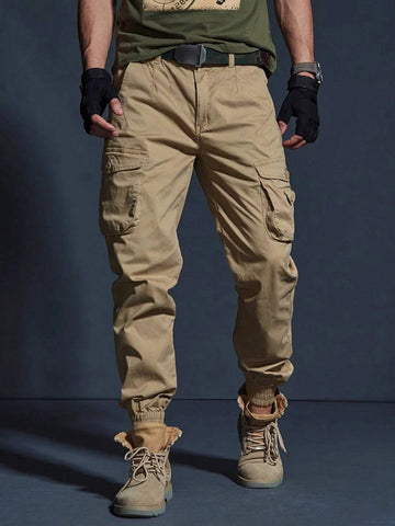 Manfinity Homme Men Flap Pocket Cargo Pants Without Belt