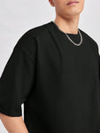 Manfinity Hypemode Loose Men Solid Drop Shoulder Round Neck T-Shirt