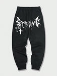 ROMWE Goth Men Letter Graphic Drawstring Waist Sweatpants, School