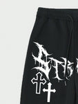 ROMWE Goth Men Letter Graphic Drawstring Waist Sweatpants, School