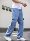 Manfinity EMRG Men's Casual Cargo Jeans With Flap Side Pockets - MapleCo