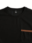 Manfinity Homme Men Contrast Panel Patched Pocket Drop Shoulder Tee