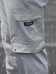 Manfinity Homme Men Letter Patched Detail Flap Pocket Side Drawstring Waist Cargo Pants Straight Leg Long Slacks Light Grey Going Out