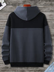 Manfinity Homme Men Two Tone Kangaroo Pocket Drawstring Thermal Hoodie, Long Sleeve, Going Out, Casual, Color Block