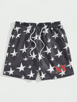 ROMWE Prep Men's Star Pattern Drawstring Waist Shorts