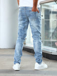 Men Slant Pocket Slim Straight Jeans