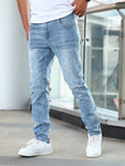 Men Slant Pocket Slim Straight Jeans