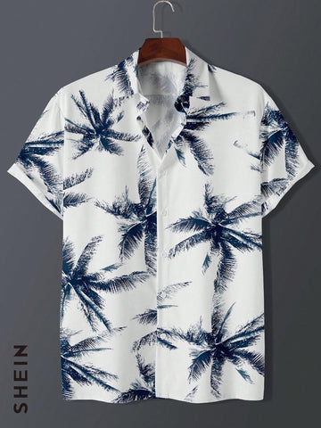 Men Summer Short Sleeve Tropical Print Shirt - MapleCo