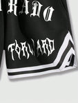 ROMWE Street Life Men Letter Graphic Striped Trim Drawstring Waist Shorts