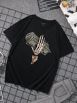 Manfinity Dauomo Men Skeleton Hand Print Tee