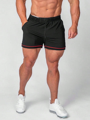 Manfinity Running Men Drawstring Waist Sports Shorts Gym Shorts Jogger Shorts