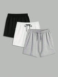 Manfinity Basics Men 3pcs Drawstring Waist Track Shorts