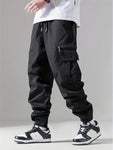 Men Drawstring Waist Cargo Pants