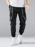 Manfinity EMRG Men Contrast Tape Flap Pocket Drawstring Waist Cargo Pants - MapleCo