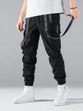 Manfinity EMRG Men Contrast Tape Flap Pocket Drawstring Waist Cargo Pants - MapleCo