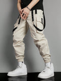 Manfinity EMRG Men Contrast Tape Flap Pocket Drawstring Waist Cargo Pants - MapleCo