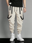 Manfinity EMRG Men Contrast Tape Flap Pocket Drawstring Waist Cargo Pants - MapleCo