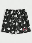 ROMWE Prep Men's Star Pattern Drawstring Waist Shorts