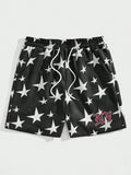 ROMWE Prep Men's Star Pattern Drawstring Waist Shorts