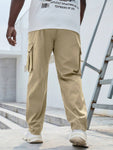 Manfinity Homme Men Plus Flap Pocket Side Drawstring Waist Cargo Pants