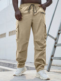 Manfinity Homme Men Plus Flap Pocket Side Drawstring Waist Cargo Pants