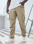 Manfinity Homme Men Plus Flap Pocket Side Drawstring Waist Cargo Pants