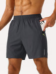 Manfinity Fitness Men Zip Pocket Sports Shorts Gym Shorts Jogger Shorts