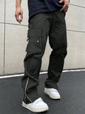 Manfinity Homme Men Flap Pocket Side Drawstring Waist Cargo Pants