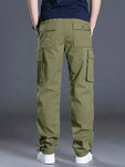 Manfinity Homme Men's Casual Solid Color Cargo Pants With Flap Pockets And Drawstring Waist - MapleCo