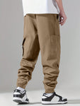 Men Drawstring Waist Cargo Pants - MapleCo